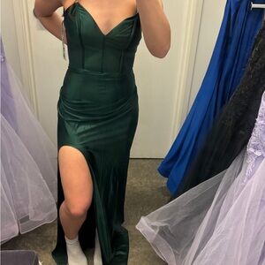 David's Bridal Forest Green Prom Dress
